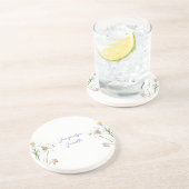 Dessous De Verre En Grès Floral Elegant Chic Cute Calligraphie Ajouter Nom (Côté)