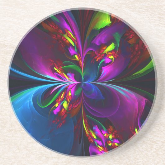 Dessous De Verre En Grès Floral moderne Art Abstrait Rouge Bleu Motif #15 (Devant)