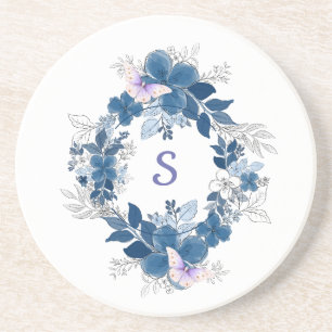 Dessous de verre en grès floral papillon
