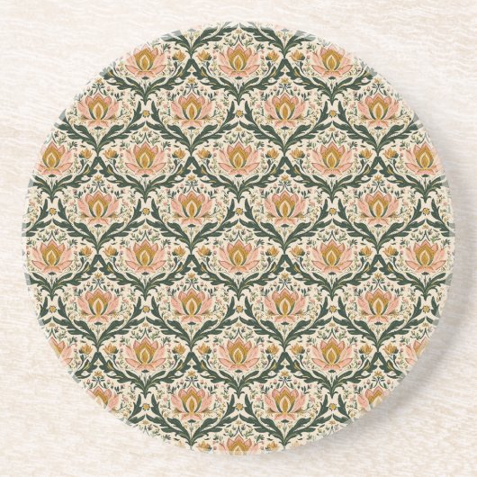Dessous De Verre En Grès Floral rose (Devant)