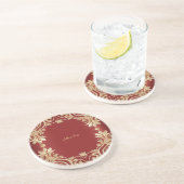 Dessous de verre en grès floral rouge or moderne (Côté)