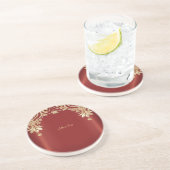 Dessous de verre en grès floral rouge or moderne (Côté)