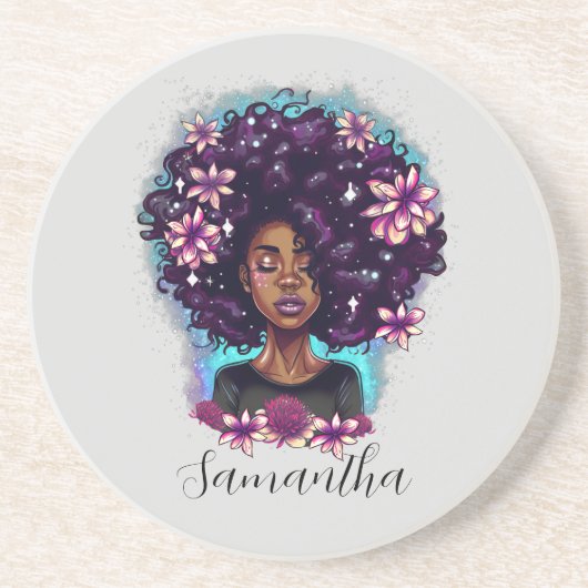 Dessous De Verre En Grès Floral Sparkling Afro Femme (Devant)