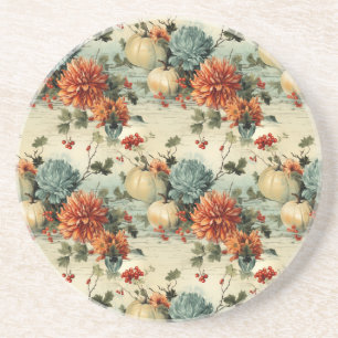Dessous De Verre En Grès Floral Thanksgiving Motif Vintage (1)