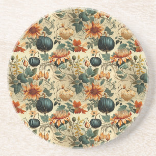 Dessous De Verre En Grès Floral Thanksgiving Motif Vintage (6)