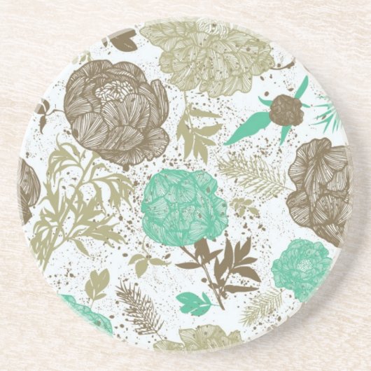 Dessous De Verre En Grès Floral Vintage (Devant)