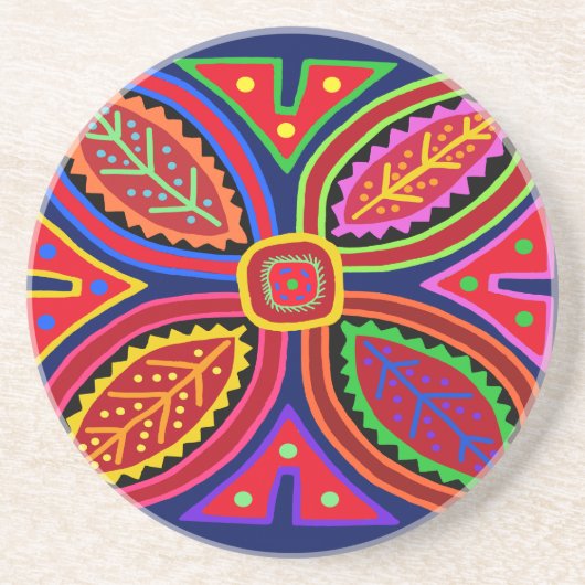 Dessous De Verre En Grès Flore de Kuna Indian Mola (Devant)