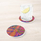 Dessous De Verre En Grès Flore de Kuna Indian Mola (Côté)