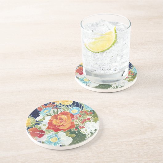 Dessous De Verre En Grès Flore de minuit IV (Côté)