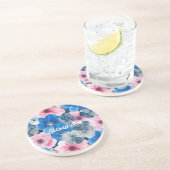Dessous De Verre En Grès Flore rose chic (Côté)