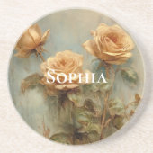 Dessous De Verre En Grès Flore Rose de pêche romantique (Devant)