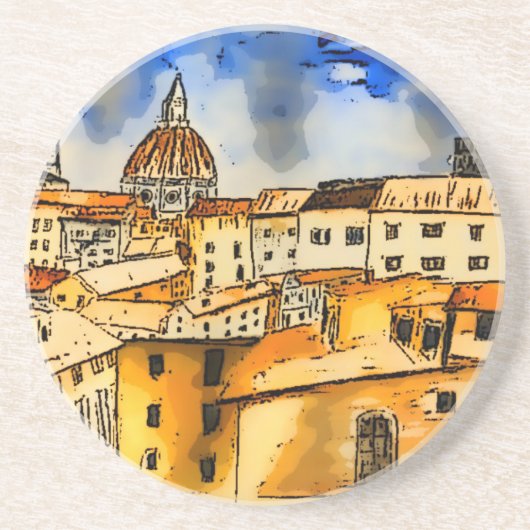 Dessous De Verre En Grès Florence Italie Carré (Devant)