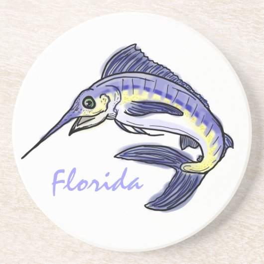 Dessous De Verre En Grès Florida bleu marlin boisson coasters (Devant)