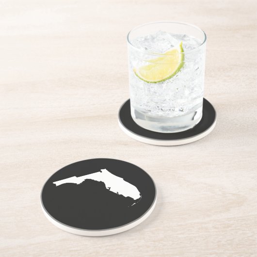 Dessous De Verre En Grès Floride en blanc et noir (Côté)