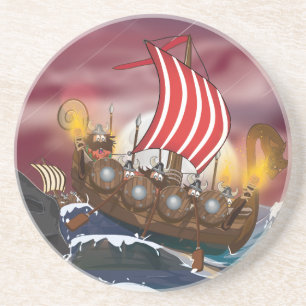 Dessous De Verre En Grès Flotte Viking Ship Invasion