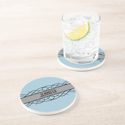 Dessous De Verre En Grès Flourish Gray Deco (Côté)