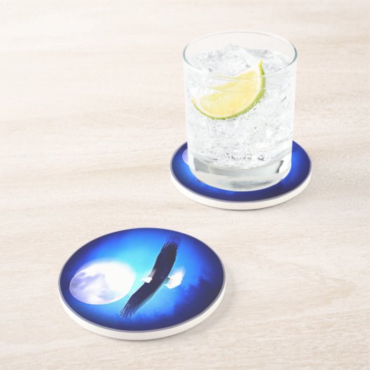 Dessous De Verre En Grès Flying Eagle & Moon (Côté)