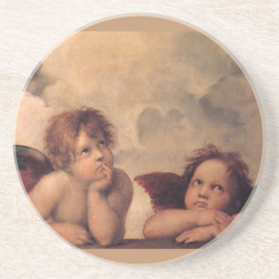Dessous De Verre En Grès foi ange Raphael vintage vieille peinture bénédict