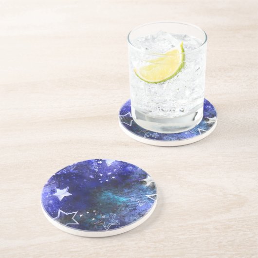 Dessous De Verre En Grès Fond spatial avec étoiles (Côté)