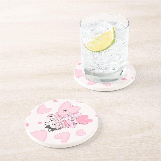 Dessous De Verre En Grès For Cat Lovers & Readers – Bookish Drink Coaster (Côté)