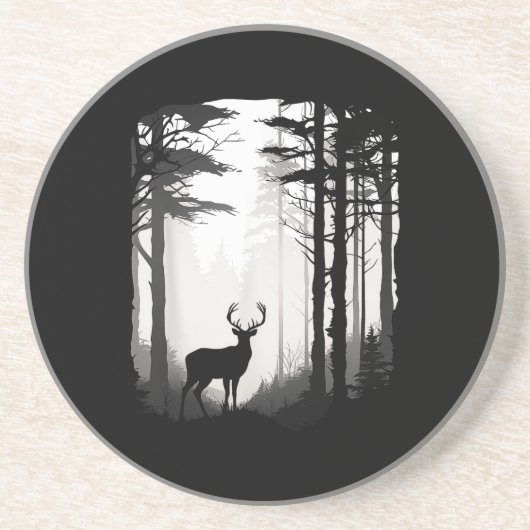Dessous De Verre En Grès Forêt de cerfs faune (Devant)