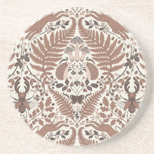 Dessous De Verre En Grès Forêt de mousse de Mocha/Bois et plantes (Devant)