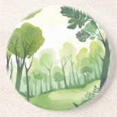 Dessous De Verre En Grès Forêt verte | Paysage aquarelle aéré (Devant)