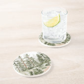 Dessous De Verre En Grès Forêt verte rustique aquarelle (Côté)