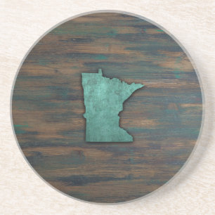 Dessous De Verre En Grès Forme de Minnesota Turquoise Russe