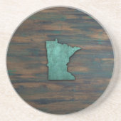 Dessous De Verre En Grès Forme de Minnesota Turquoise rustique (Devant)