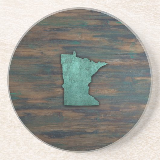 Dessous De Verre En Grès Forme de Minnesota Turquoise rustique (Devant)