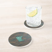 Dessous De Verre En Grès Forme de Minnesota Turquoise rustique (Côté)