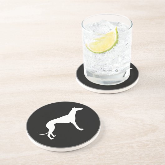 Dessous De Verre En Grès Forme noire et blanche de Greyhound (Côté)