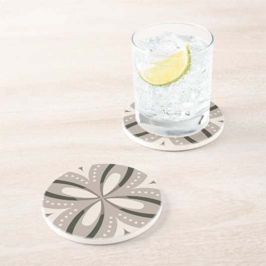 Dessous De Verre En Grès Formes circulaires rétro beige et marron (Côté)