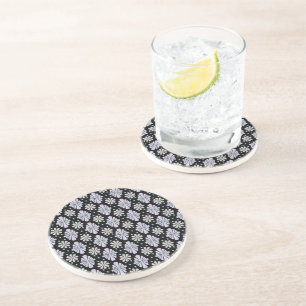 Dessous De Verre En Grès Formes florales pastel sur fond noir
