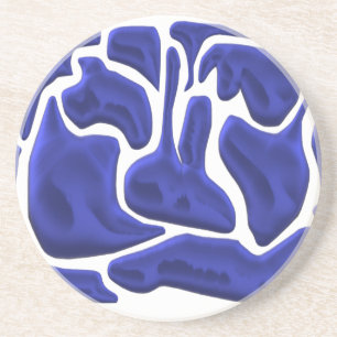 Dessous De Verre En Grès Formes fluides bleues abstraites – Art moderne 3D