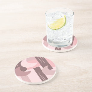 Dessous De Verre En Grès Formes géométriques bohèmes rose marron