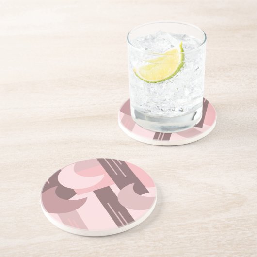 Dessous De Verre En Grès Formes géométriques bohèmes rose marron (Côté)