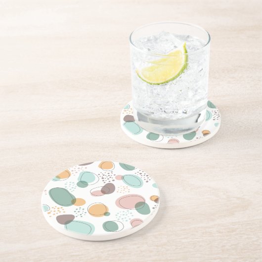 Dessous De Verre En Grès Formes organiques motif transparent (Côté)