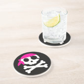 Dessous De Verre En Grès Foulard Pirate Crâne de Squelette (Côté)