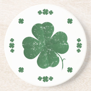 Dessous De Verre En Grès Four Leaf Clovers - style vintage