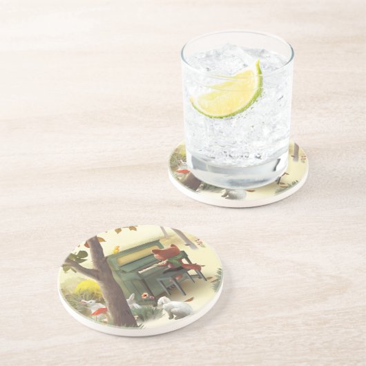 Dessous De Verre En Grès Fox Jouer Piano (Côté)