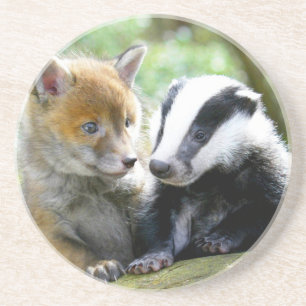 Dessous De Verre En Grès Foxcub & Badger Cute !