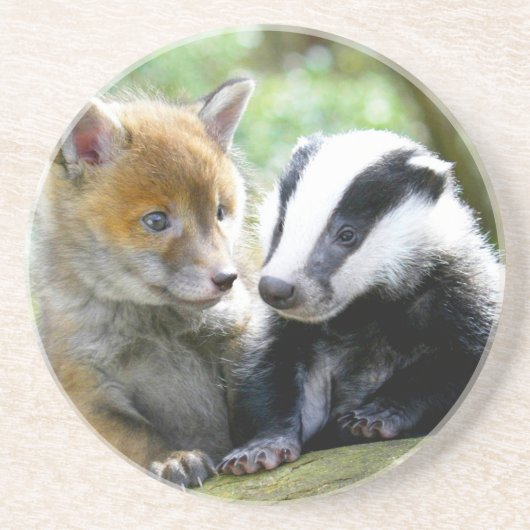 Dessous De Verre En Grès Foxcub & Badger Cute ! (Devant)