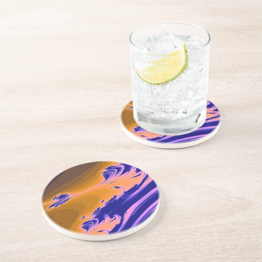 DESSOUS DE VERRE EN GRÈS FRACTAL D'EAU (Côté)