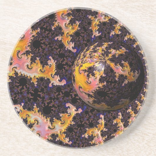 Dessous De Verre En Grès Fractal Firestorm Sphere (Devant)