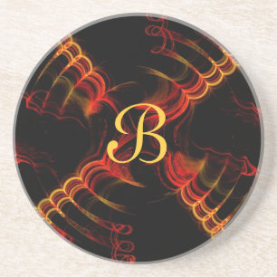 Dessous De Verre En Grès Fractal Misc Series-13—dessous de verre vert rou