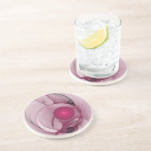 Dessous De Verre En Grès Fractale Balançant, Art Abstrait Moderne Rose de B (Côté)