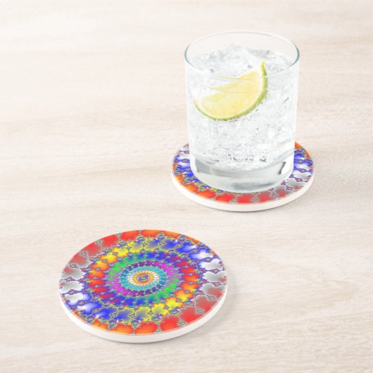 Dessous De Verre En Grès Fractale psychédélique (Côté)