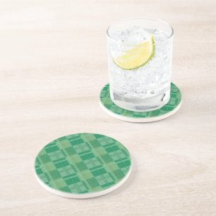 Dessous De Verre En Grès Frais Plaid Émeraude et Sauge Esthétique